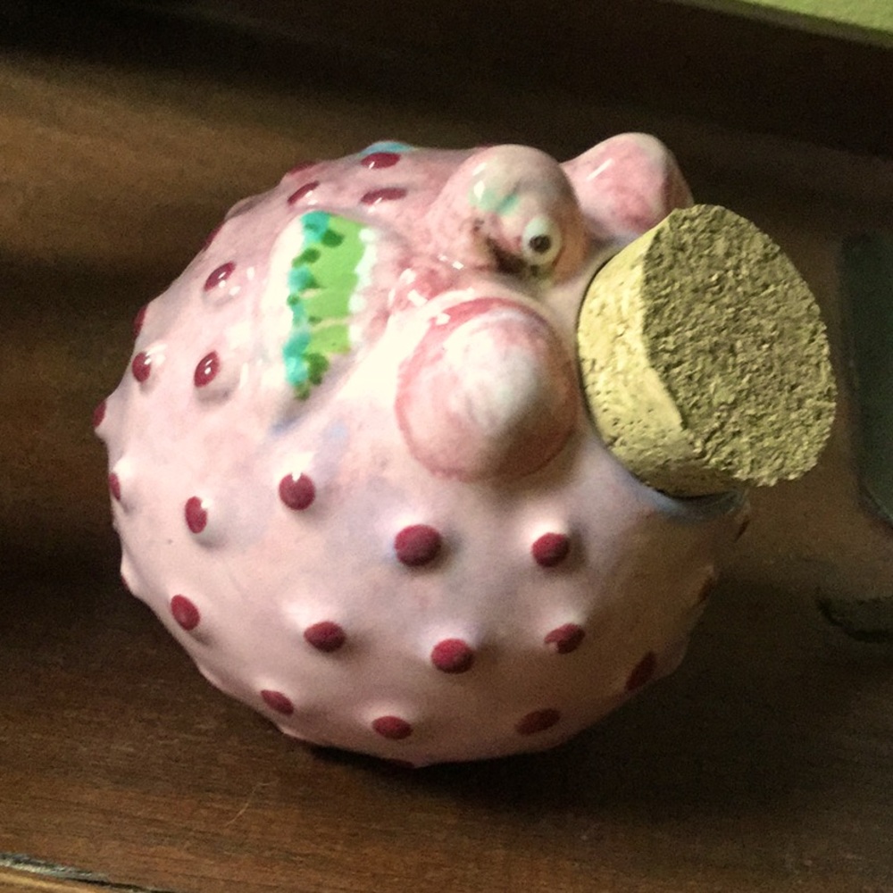 Pottery OOAK artisan farmer’s market blow fish cabin beach pool lake decor
